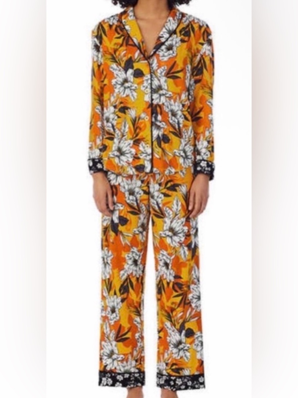 Room Service Women’s Magnolia Floral Long Sleeve Pajama Set, Size Large